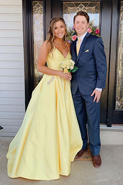Marvelous ideas on yellow prom dresses, Evening gown: Backless dress,  Wedding dress,  Evening gown,  Clothing Ideas,  couple outfits,  Prom Suit  