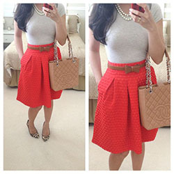 Textured skirt h&m red: Pencil skirt,  Skirt Outfits  