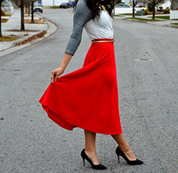 Cute Red Skirt Outfit: Skirt Outfits  