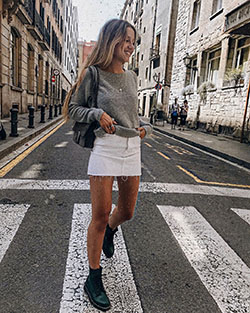 Skirt sweater and doc martens: Denim skirt,  Boot Outfits  