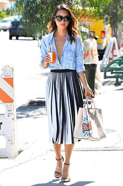 Jamie chung unbuttoned shirts: High-Heeled Shoe,  Skirt Outfits,  Pleated Skirt  