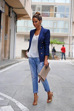 Boyfriend jeans blazer and heels: High-Heeled Shoe,  Slim-Fit Pants,  Business casual,  Casual Outfits,  Military Jacket Outfits,  Boyfriend Jeans,  Blazer  