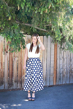 Tops To Wear With Maxi Skirts, Polka dot, Karen Walker: Petite size,  Skirt Outfits  