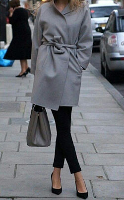 Love these cool wrap coat grey, Casual wear: Trench coat,  winter outfits,  Casual Outfits,  Wool Coat,  Winter Coat  