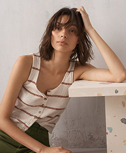 Madewell button front ribbed tank: Sleeveless shirt,  shirts,  tank top  