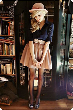 Cool daily tips for Bowler hat, High-heeled shoe: High-Heeled Shoe,  Skirt Outfits  