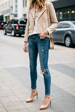 Outfits For Skinny Women, Casual wear, Slim-fit pants: Jean jacket,  Slim-Fit Pants,  Casual Friday,  Casual Outfits,  Skinny Women Outfits  