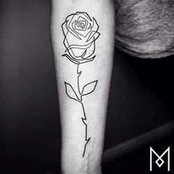 Rose one line tattoo, Mo Ganji: Body art,  Tattoo artist,  Temporary Tattoo,  Tattoo Ideas  