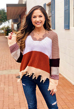 Plus Size Color Block Sweaters: Sweaters Outfit  