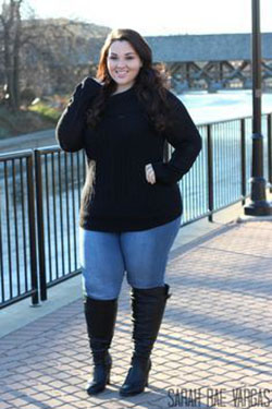 Charming pictures of plus size boots, Wide Calf Boots: Plus size outfit,  winter outfits,  Leather jacket,  Plus-Size Model  