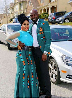 Celebrities choice african couple attire, African wax prints: Wedding dress,  Couple costume,  Clothing Ideas,  Matching Couple Outfits  