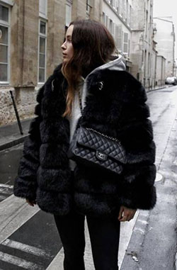 Fashionable and stylish ideas for fur clothing, Black fur coat: winter outfits,  Fur clothing,  fashion blogger,  Fake fur,  Fur Coat Outfit  