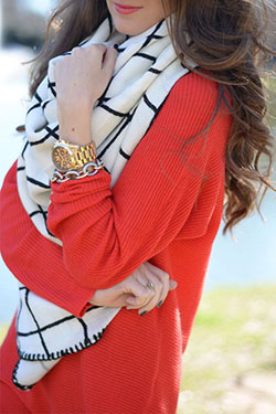 Dresses With Scarves, Winter clothing, Fashion accessory: winter outfits,  Red scarf,  Fashion accessory,  Scarves Outfits  