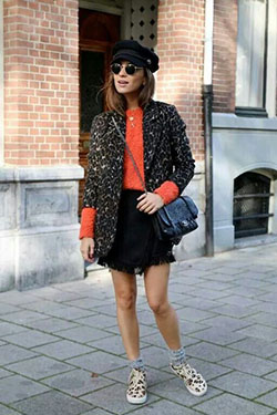 little black Animal print Outfits With Leopard Print Jackets: Jean jacket,  Animal print,  Jacket Outfits  