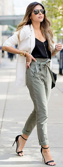 Paperbag pants and blazer, Casual wear: Business casual,  Paper bag,  Business Outfits,  Casual Outfits  