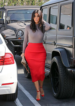Alexander wang red aline skirt: Polo neck,  Kim Kardashian,  Pencil skirt,  Skirt Outfits  