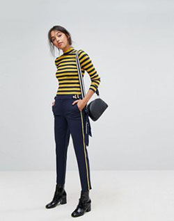Simple Outfits With Side Stripe Trousers For Girls, Discounts and allowances, Y.A.S: Trouser Outfits,  Stripe Trousers  