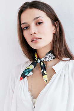 Silk square neck scarf, Fashion accessory: Fashion accessory,  Bandana Outfit Girls  