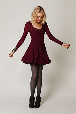 Maroon dress with black tights: party outfits,  Wedding dress,  Bridesmaid dress,  Tights outfit,  Velvet Dress  