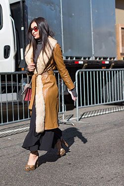 Formal Brown Coat Outfits Street fashion: Street Style,  Trench coat,  Fashion week,  New York,  Brown Outfit  