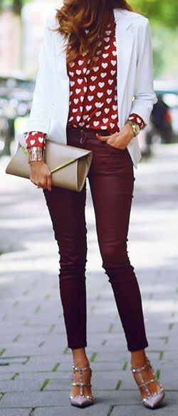 Blazer blanco con blusa roja: Slim-Fit Pants,  shirts,  Business Outfits  