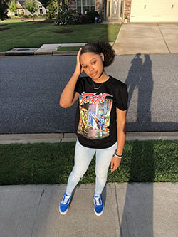 Back to school but keeping it trendy with her band tee and sneakers!: Black Swag Outfits  