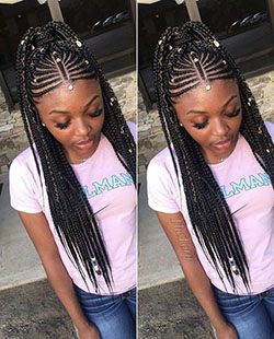 Weave braided hairstyles for black girls: Long hair,  Box braids,  Braids Hairstyles,  Regular haircut,  Black hair  