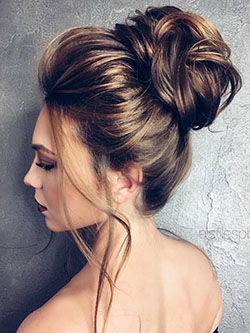 Girls most favorite high updo, Human hair color: Long hair,  Hairstyle Ideas,  Top knot,  Bun Hairstyle  