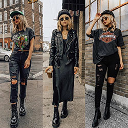Combat Boots Outfit, Grunge fashion, Ripped jeans: Ripped Jeans,  Grunge fashion,  fashioninsta,  Boot Outfits  