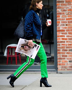 View collection of elle track pants 2017, Fashion week: Fashion week,  Green Pant Outfits  