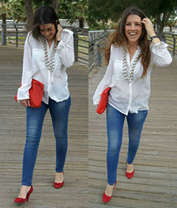 Outfits con zapatos rojos, Casual wear: Slim-Fit Pants,  Sports shoes,  Casual Friday,  Red Shoes Outfits  