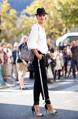 Track pants how to wear: black pants,  Casual Outfits,  Trouser Outfits  