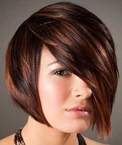Short dark brown hair with copper highlights: Brown hair,  Short hair,  Layered hair,  Hair highlighting,  Black hair  