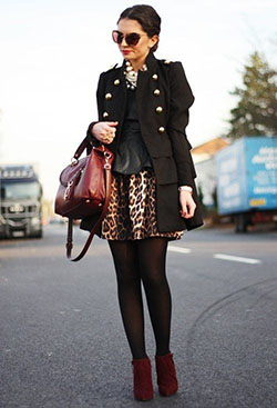 Michael kors burgundy boots: Animal print,  Michael Kors,  Military Jacket Outfits  