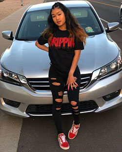 Drippin red black tee, Casual wear: Ripped Jeans,  Slim-Fit Pants,  Baddie Outfits,  Casual Outfits,  Swag outfits  