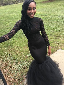 Long sleeve black lace top mermaid prom dresses: Evening gown,  See-Through Clothing,  Prom outfits,  Formal wear  