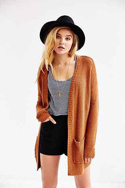 Superb style for orange cardigan outfit, Urban Outfitters BDG: Bridesmaid dress,  Black Shorts,  Urban Outfitters,  Casual Outfits,  Cardigan  