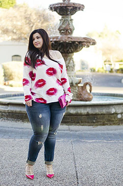Plus size casual valentines day outfit: Plus size outfit,  Plus-Size Model,  Knee highs,  Formal wear,  Casual Outfits  