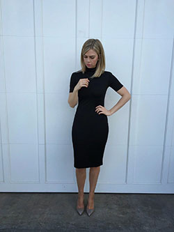 Turtleneck dress with short hair: Cocktail Dresses,  Polo neck,  Pencil skirt,  Church Outfit  