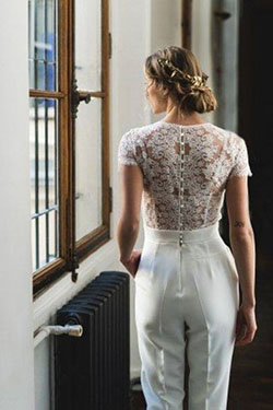 Absolutely nice and beautiful combinaison mariage blanche, Wedding dress: Romper suit,  Wedding dress,  Jumpsuit Outfit  