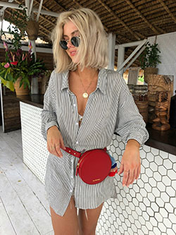 Simple Outfits For Short Hair, Fanny pack, Fashion accessory: Casual Outfits,  shirts,  Fashion accessory,  Fanny pack  