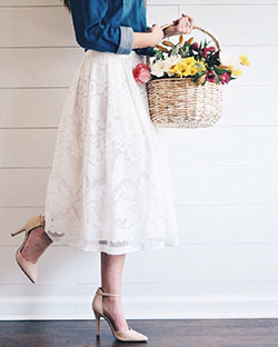 Outfits With High Waisted Skirts, Wedding dress, Denim skirt: Denim skirt,  Wedding dress,  Petite size,  Skirt Outfits  