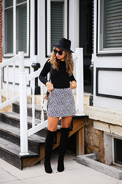 Tweed Wrap Skirts: Over-The-Knee Boot,  Skirt Outfits,  Casual Outfits  