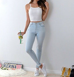 Ropa casual mujer adolescente, Casual wear: Crop top,  Casual Outfits,  Skinny Women Outfits  