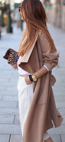 Abbinamento color cammello e bianco: shirts,  winter outfits,  Capri pants,  Fashion accessory  