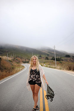 Outfits With Black Shorts, Big Sur, Road trip: Bohemian style,  Black Shorts,  Photo shoot  