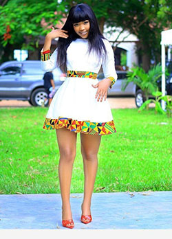 Short white dresses with african print: Evening gown,  African Dresses,  Kente cloth,  Kitenge Dresses  