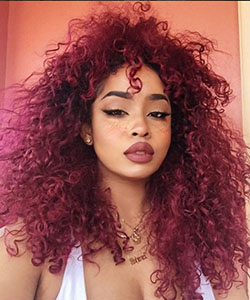 Burgundy hair curly hair, Black hair: Hair Color Ideas,  Black Women,  Red hair,  Black hair  