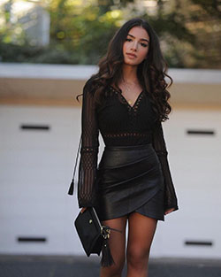 Casual Style For Women, Casual wear, Leather skirt: Casual Outfits,  Crop top,  Pencil skirt,  Leather skirt,  Leather clothing  