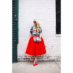 Paleta de colores con ropa: Street Style,  Midi Skirt Outfit  